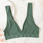 Women Deep V Ribbed Bralette Push-Up Bras Sports Seamless Bra Padded & Unlined Underwear Two Versions Top Sexy Lingerie S-XL