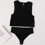 Sexy Women Bra Set Seamless Underwear High Waist Thongs Fashion Bralette Ribbed Tops Brassiere Basic Crop Top Female Lingerie