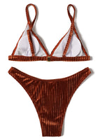 ZTVitality Sexy Push Up Bikini 2025 Hot Sale Straps Padded Bra Pit Strip Velvet Swimsuit Female High Leg Swimwear Women Biquini