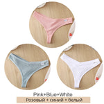 3Pcs/Set Women Cotton Thongs Panties Sexy Low Waist G-String Briefs Ladies Brazilian Lingerie Girls Breathable Intimates Bikini