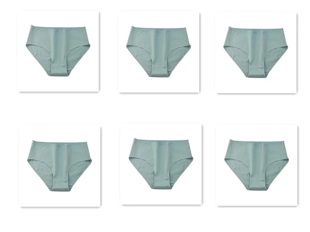 6Pcs/Set Women High Waist Cotton Briefs Breathable Panties Seamless Edge Comfort Underwear Solid Color Soft M-2XL Intimates