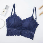 Women Lace Bra Crop Top Sexy Lingerie Female Tanks Backless Bralette Tops With Removable Pads Camisole Sexy Non-wire Underwear