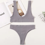Women Seamless Bra And Panties Set Wire-Free U-Neck Small Cup Push-Up Bra Low-Rise Thongs Sexy Lingerie Female Underwear Set