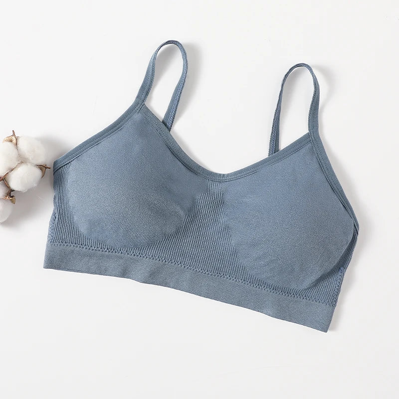Women's Wireless Bra Sports Tube Top Ribbed Ruched Camisole Bralette With/Without Pads Underwear Sexy Lingerie M-L Intimates