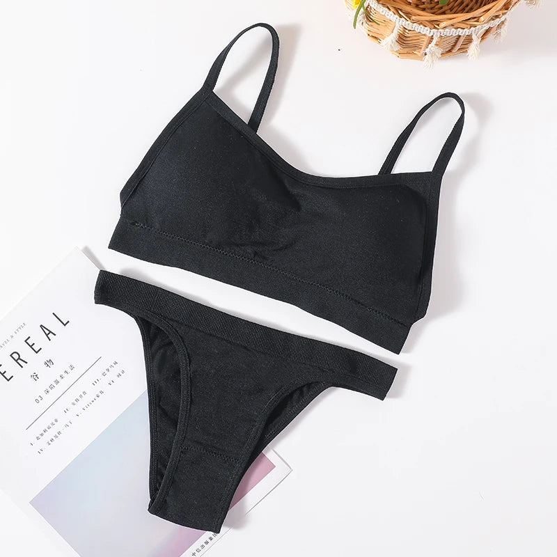 Women Seamless Bra And Panties Set Sexy High Waist Briefs Wire Free Bra Female Sexy Underwear Brazilian Panties Lingerie Set