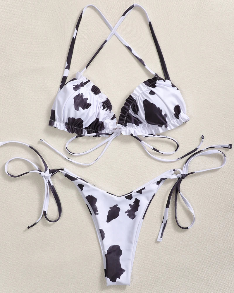 Sexy Ruffle Frilled Micro Thong Bikini 2025 Women Swimwear Female Swimsuit Two-pieces Bikini set String Bather Bathing Suit Swim