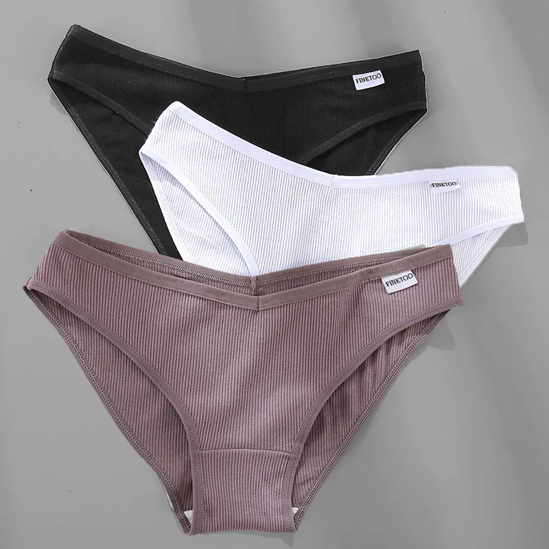 3PCS M-2XL Women Cotton Panties Briefs Female Sexy V Wasit Underwear Ladies Underpants Pantys Girls Plus Size Intimates Lingerie