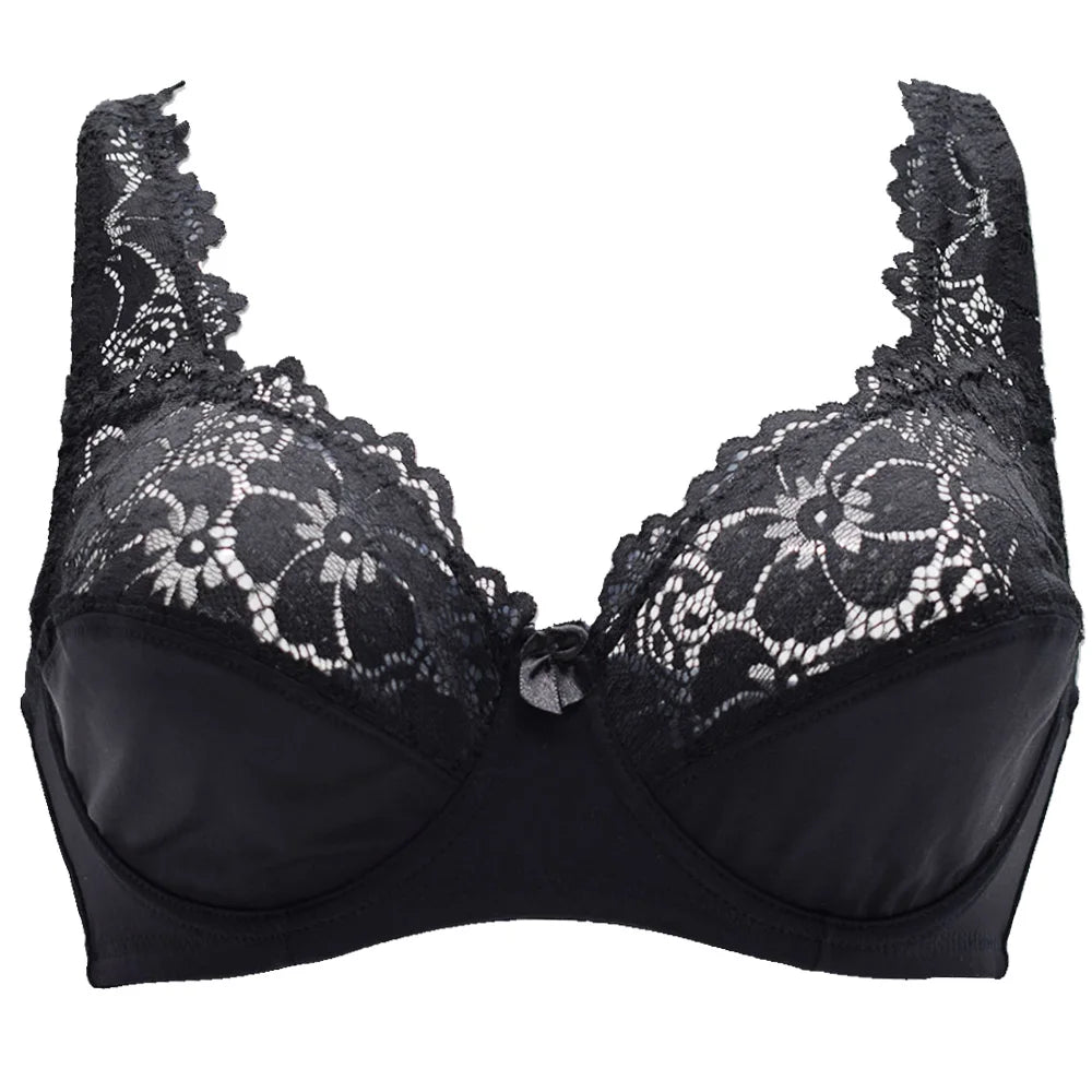 Womens Lace Bras Ladies Floral Unpadded Sexy Lingerie Underwire Plus Size Brassiere Tops Underwear B C D DD E F Cup