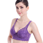B C D Cup 75-105 Big Size Wire Free Bra Push Up Bra Lace Hollow Out Wireless Lace Underwear Sexy Ultra Thin Transparent Bra 105D