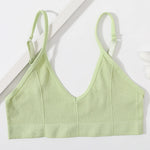 Seamless Tube Top Women's Ribbed V-Neck Wireless Bralette U-Back Daily Wear Bra Sexy Lingerie Adjust Straps Sports Underwear M-L