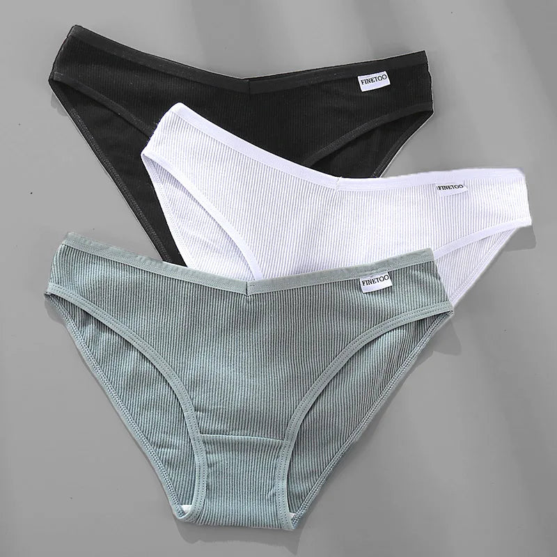 3PCS M-2XL Women Cotton Panties Briefs Female Sexy V Wasit Underwear Ladies Underpants Pantys Girls Plus Size Intimates Lingerie