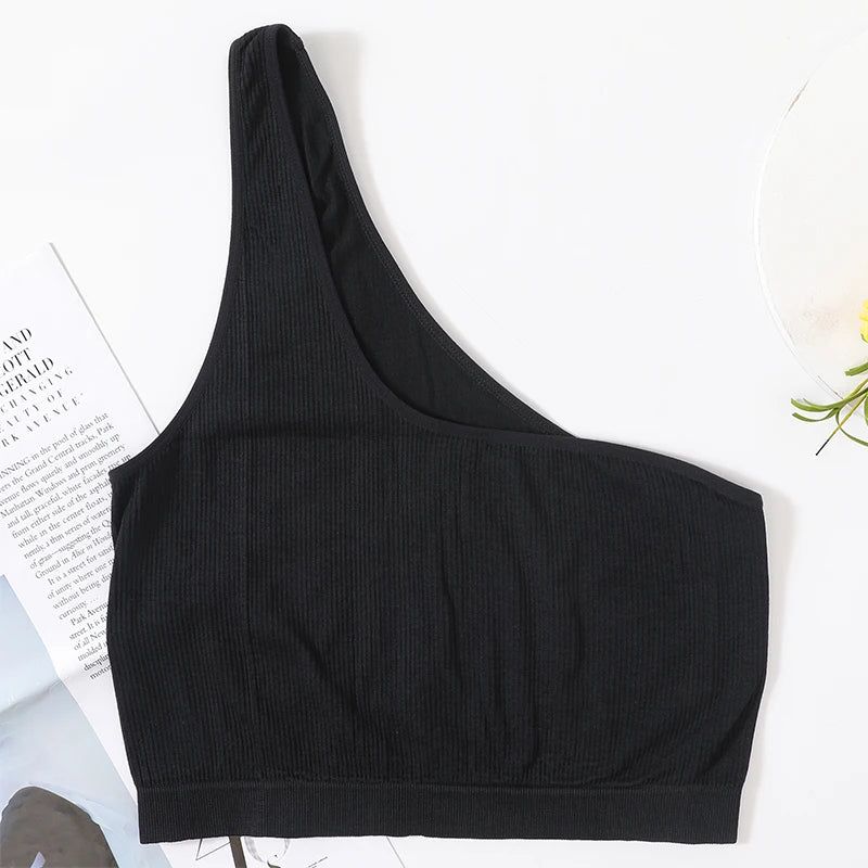 One Shoulder Tube Top Women Tops Seamless Underwear Sexy Sleeveless Lingerie Womens Crop Top Streetwear Fashion Camisole