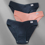 3PCS M-2XL Women Cotton Panties Briefs Female Sexy V Wasit Underwear Ladies Underpants Pantys Girls Plus Size Intimates Lingerie