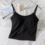 Women Crop Tops U-Back Tanks Top Female Cotton Underwear Summer Twist Back Cami Padded Top Beauty Back Removable Pads Camisoles