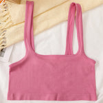 Square Neck Crop Top Women Seamless Underwear Top Solid Color Off Shoulder Cami Sexy Lingerie Sleeveless Tank Top Camisole