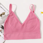 Seamless Bras For Women U-Back Sports Crop Top Sexy Lingerie Non-wire Thin Strap Ribbed No Pads Underwear V Neck Intimates M-XL