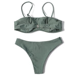 ZTVitality Solid Sexy Bikini 2022 New Arrival Padded Bra Mid Waist Swimsuit Women Swimwear Brazilian Bathing Suit Beach Wear S-L