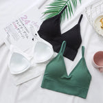 3Pcs/Set Women Sexy Crop Tops Seamless Bra Female Streetwear Sport Crop Top Tee Solid Color Underwear Lingerie Push Up Bra