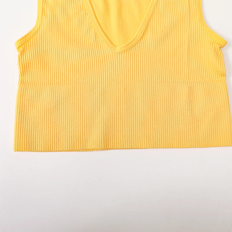 Women Crop Top Sexy Seamless Underwear Female Fitness Sleeveless Camisole Plunge Bralette Sports Cropped Tops Lingerie