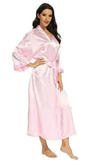 Women Silk Satin Long Wedding Bride Bridesmaid Robe Kimono Robe Feminino Bath Robe Large Size XXXL Peignoir Femme Sexy Bathrobe