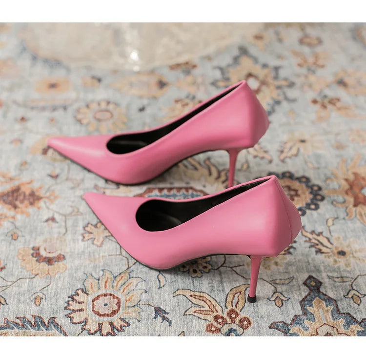 Pumps shoes Women Fashion Office Basic High Heels Work Lady Shoes Black Pink Green Thin Heels Brand Point Toe998