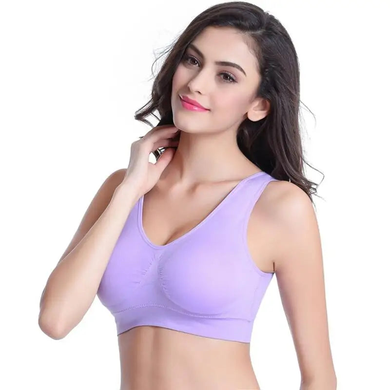 Shockproof Sports Yoga Bra for Women Removable Breast Pad S-7XL Sexy Elastic Back Cotton Sleep Bra Comfortable Sleepwear Top