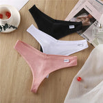 FINETOO Cotton Panties G-String for Women V Wasit Lingerie Solid Color Thongs M-XL Breathable Underwear Girls Intimates Lingerie