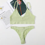 Women Seamless Bra And Panties Set Low Rise Thongs U-Shape Back Crop Top Bralette Comfort Sport Underwear Sexy Lingerie Set