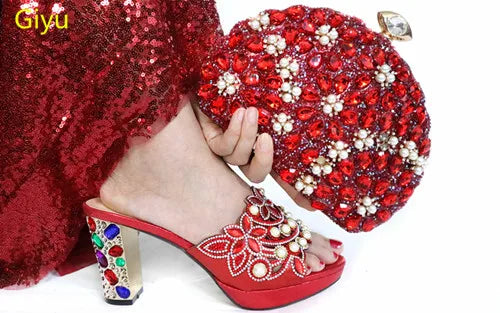 doershow Italian Shoe and Bag Set New 2024 Women Shoes and Bag Set In Italy blue Italian Shoes with Matching BagHTG1-3