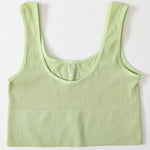 Women Seamless Ribbed Tank Top High Elastic Sleeveless Crop Top Sexy Lingerie Sports O-neck Cropped Bra Daily Camisole M-XL