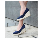 Suede princess women wedge shoes pointed toe pumps high heels platform Mary Jane office lady pumps party espadrilles cute shoesb