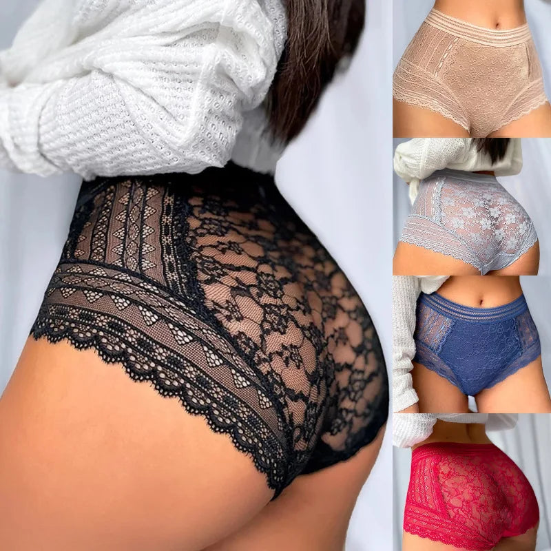 See-through Mesh Yarn Underpants Fitness Yoga Elastic High Waisted Boxer Shorts Embroidered Lace Briefs Seamless Women's Panties
