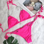 Sexy Rhinestone Bikini 2026 Women Solid Purple Metal Chain Swimsuit Brazilian Summer Beach Bathing Suit Luxury Thong Swimwear