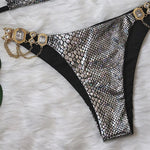 Halter Rhinestone Diamond Bikini Women Swimsuit Female Bikinis Metal Chain Swimwear Two Pieces Bikini Set Bathing Suit Swim Lady