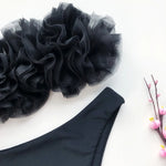 2025 New Sexy 3D Flower Mesh Ruffled Swimsuit High Waist bikini Women Bandeau Swimwear Female Two Pieces Bikini set Bathing Suit