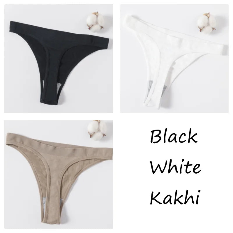 3Pcs/Set Women Brazilian Panties High Rise G-string Thongs Female Underpants Sexy Lingerie Sports Seamless Underwear M-XL T-Back