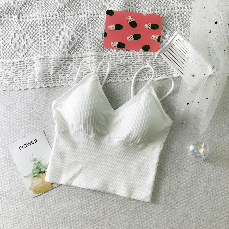 Women Crop Top Tank Top Female Top Seamless Underwear Camis Comfort Wireless Bras Top Removable Pads Female Camisole