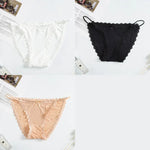 3Pcs/Set Sexy Women Brazilian Panties Ice Silk Briefs Female Underpants Seamless Underwear Lace Trims Low Rise Briefs M-XL