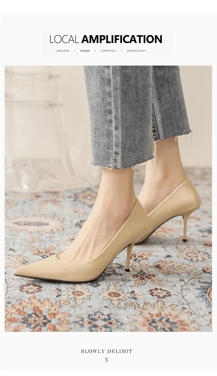 Pumps shoes Women Fashion Office Basic High Heels Work Lady Shoes Black Pink Green Thin Heels Brand Point Toe998