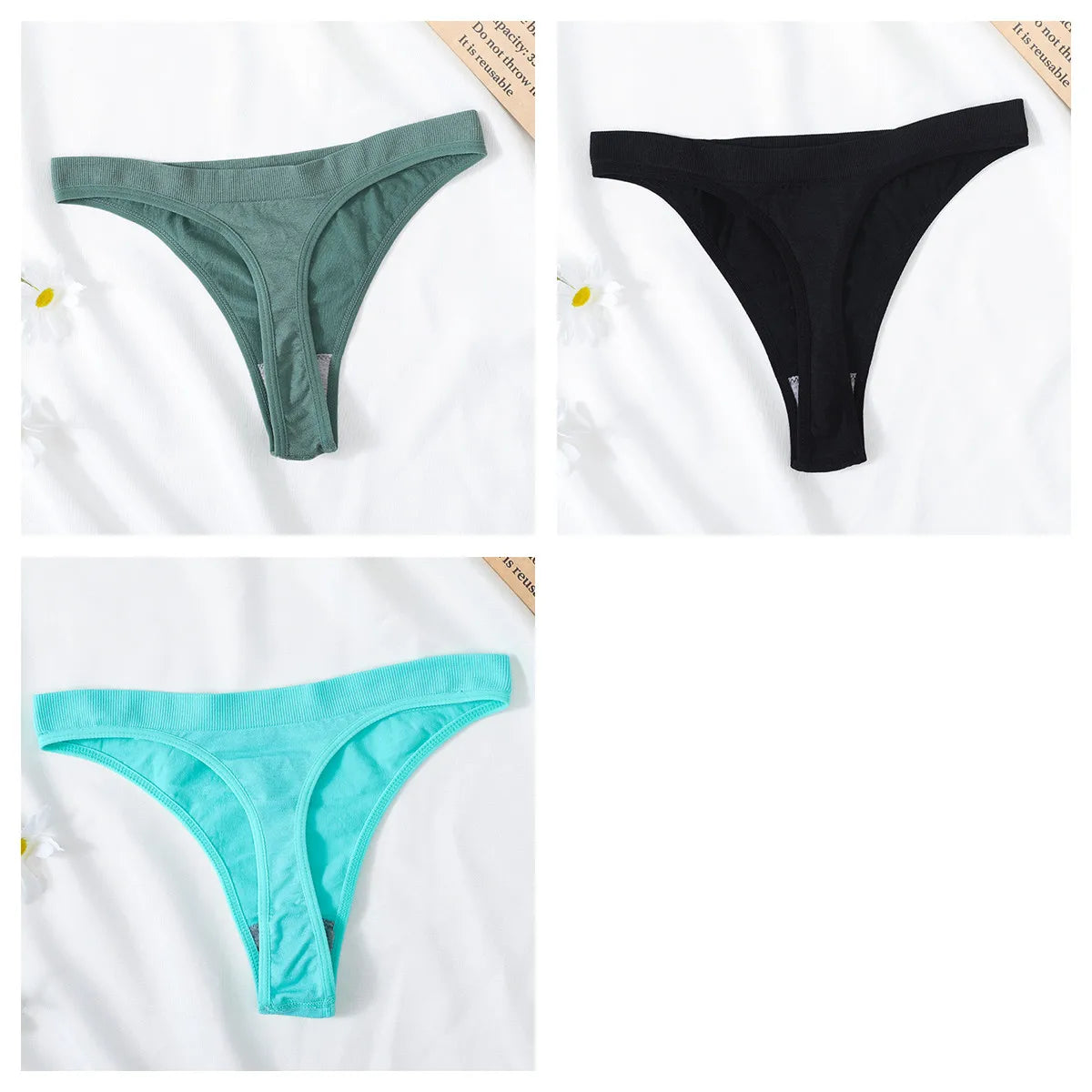 3PCS/Set Seamless G-string Panties Women Underwear Female Underpants Low Waist Thong Sexy Lingerie Seamless Sports Panties