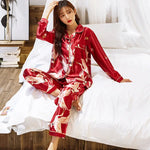 Lovers Print Dot Pajamas Set Couples Satin Pijamas Sleepwear Men&Women Causal Pyjamas Nightwear Plus Size 3XL 4XL Home Longewear