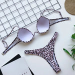 Sexy V-bar Underwired Bra Cup Thong Bikini 2025 Women Swimwear Female Swimsuit Two-pieces Bikini Set High Cut Bathing Suit Swim