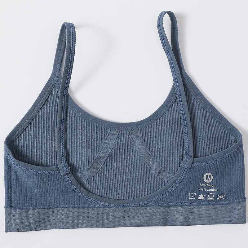 Women U-Neck Thin Strap Ribbed Wireless Bralette Push Up Bras Sport Seamless Underwear Without Pads Sexy Lingerie Crop Top M-XL