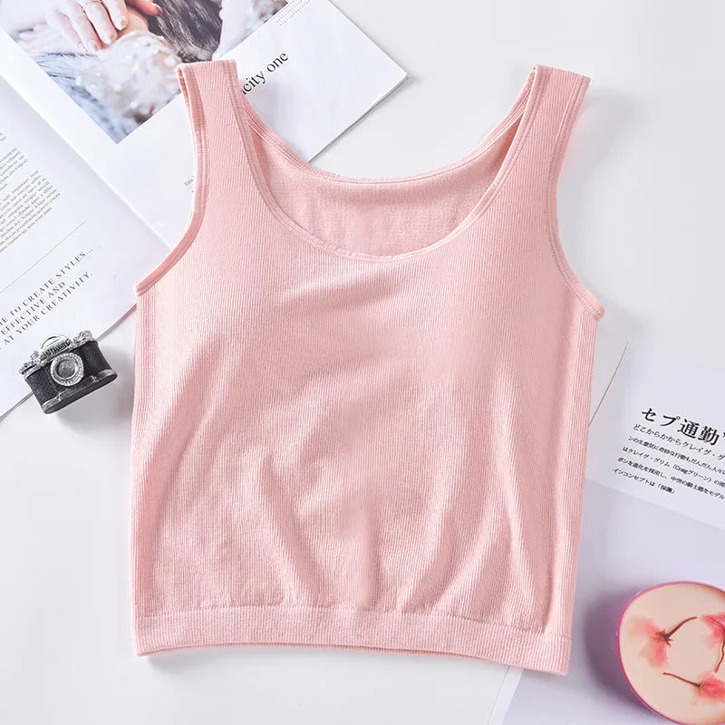 Women Tank Top Sexy Lingerie Female Camis Top Sleeveless Vest Underwear Knitted Top SexyTee Summer Tanks Padded Camisole