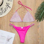 Shiny Sequins Diamond Micro Bikini 2025 Women Swimsuit Female Halter Swimwear Two Pieces Bikini Set Brazilian Bathing Suit Swim