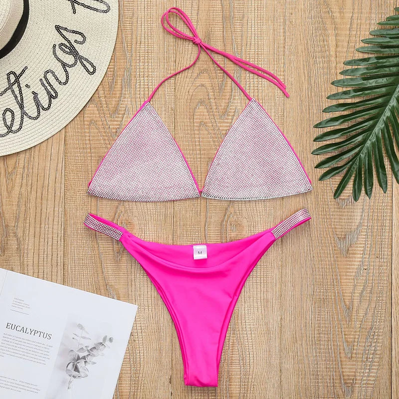 Shiny Jewelled Sequins Diamond Bikini Women Swimsuit Female Swimwear Two Pieces Bikini Set Mini Micro Bathing Suit Swim Lady