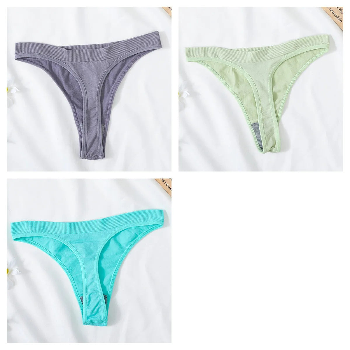 3PCS/Set Seamless G-string Panties Women Underwear Female Underpants Low Waist Thong Sexy Lingerie Seamless Sports Panties