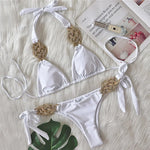 New Patchwork Halter Knitted Bikini Women Swimwear Female Swimsuit Two-pieces Bikini set Brazilian Bather Bathing Suit Swim Lady