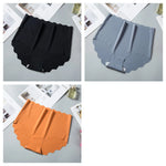 3Pcs/Set Women Ice Silk Panties Wavy Trim Seamless Underwear High Waist Panty No Show Briefs Invisible Ladies Lingerie M-XXL