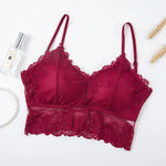 Women Lace Bra Crop Top Sexy Lingerie Female Tanks Backless Bralette Tops With Removable Pads Camisole Sexy Non-wire Underwear